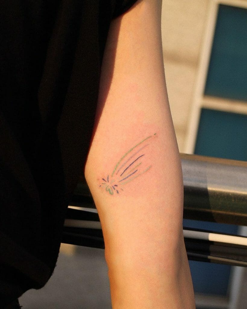 Simple And Colourful Shooting Star Tattoo Designs