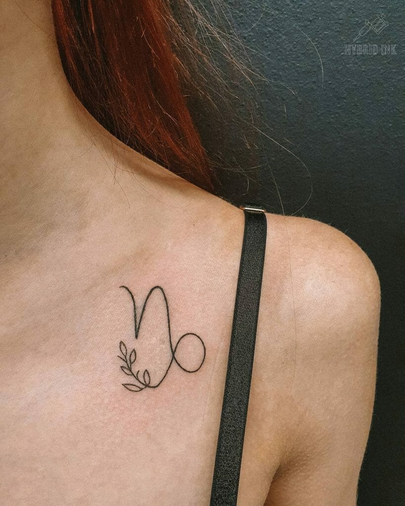 Simple Capricorn Symbol Tattoo On Chest