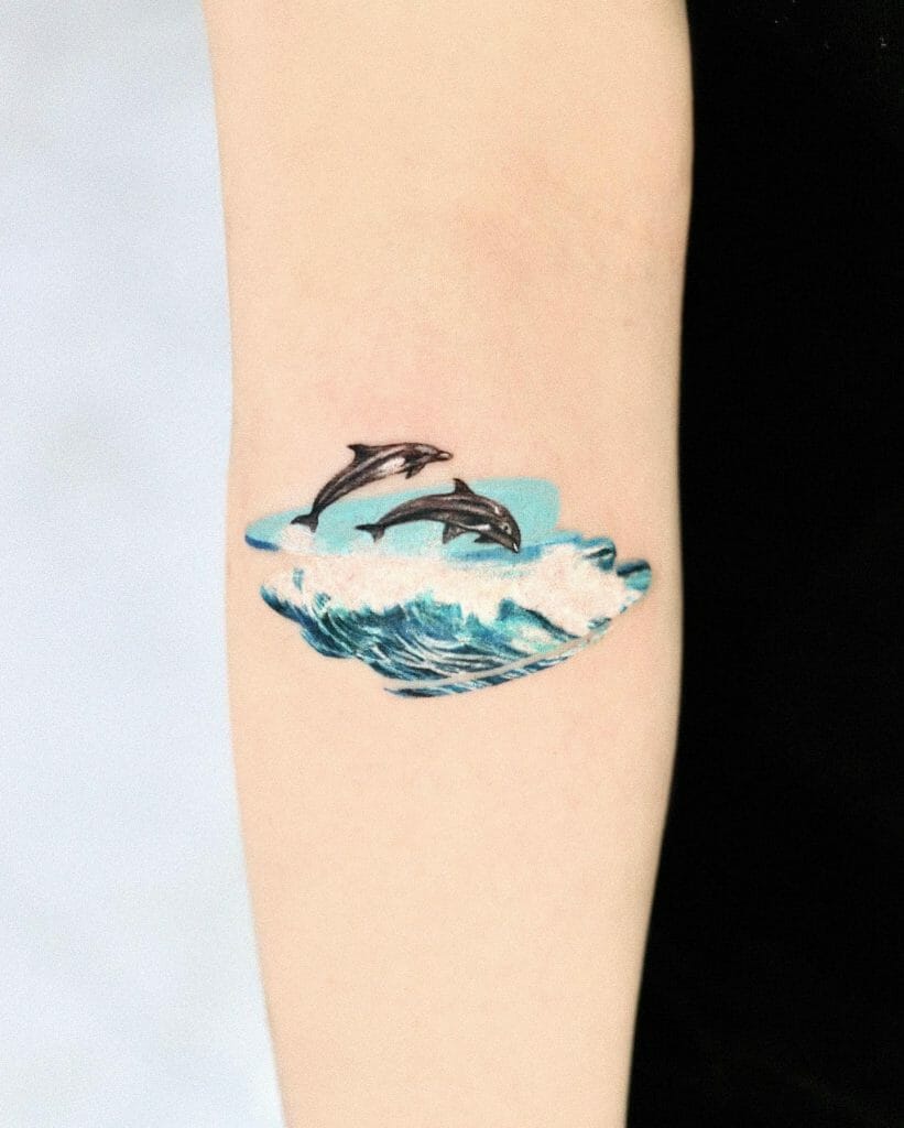 Simple Dolphin Tattoos With Bright Colors
