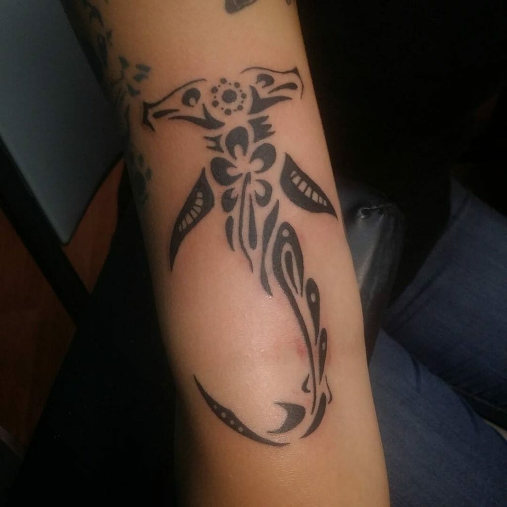 Simple Tribal Hammerhead Shark Tattoo