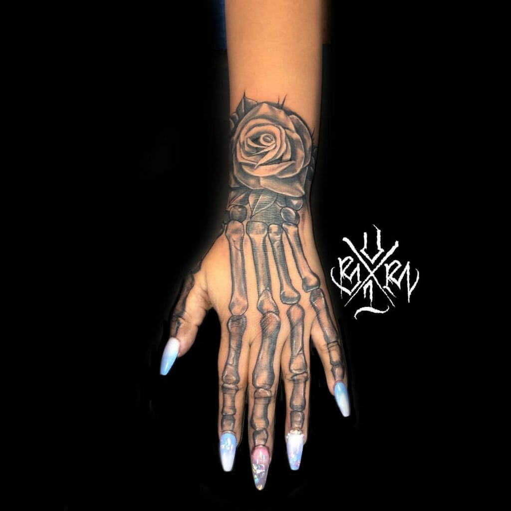 Skeleton Hand Rose Tattoo