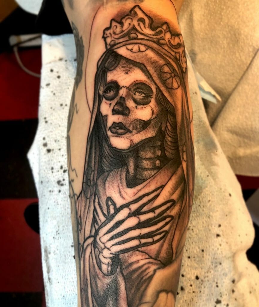 Skull Head Virgin Mary Tattoo