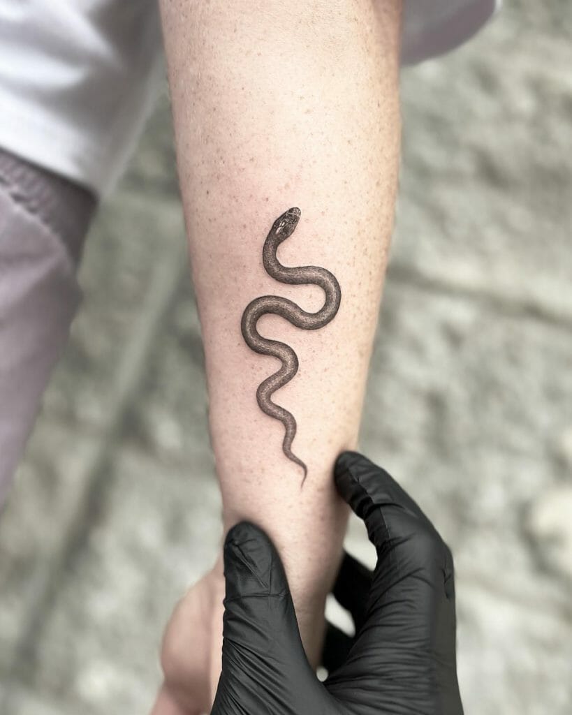 Small Size Snake Tattoo For Men