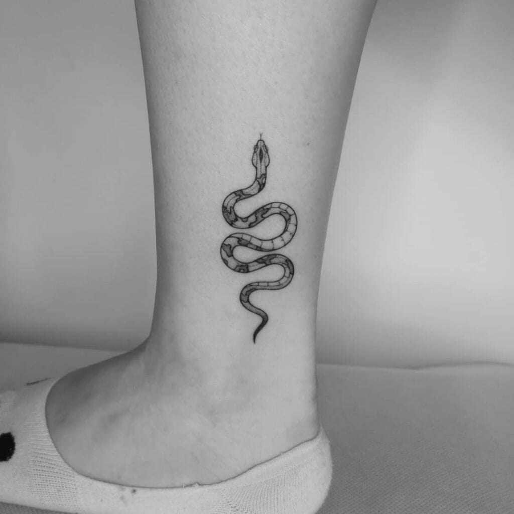 Small Snake Tattoo Above The Ankle