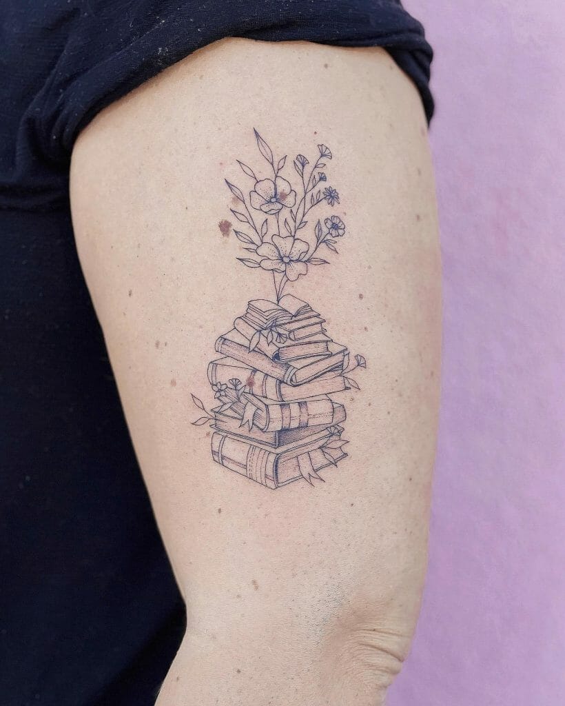 Small Tattoo Tree Rooted in a Stack of Books Ideas