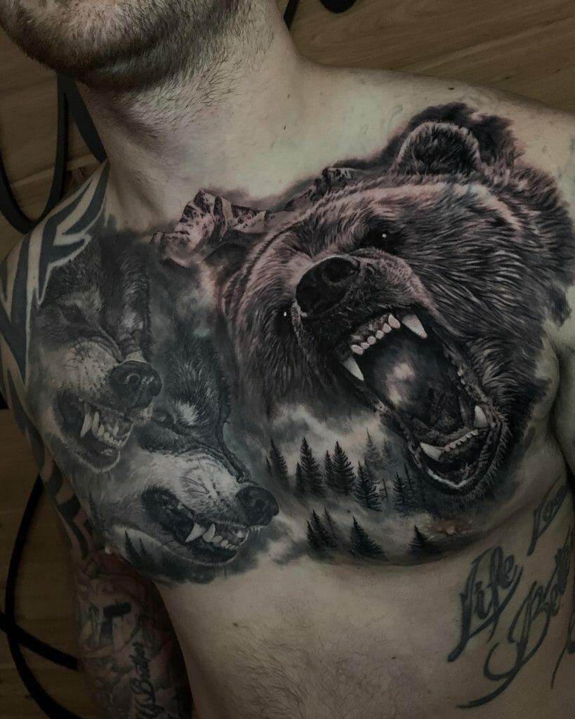 Snarling Wolf Tattoos