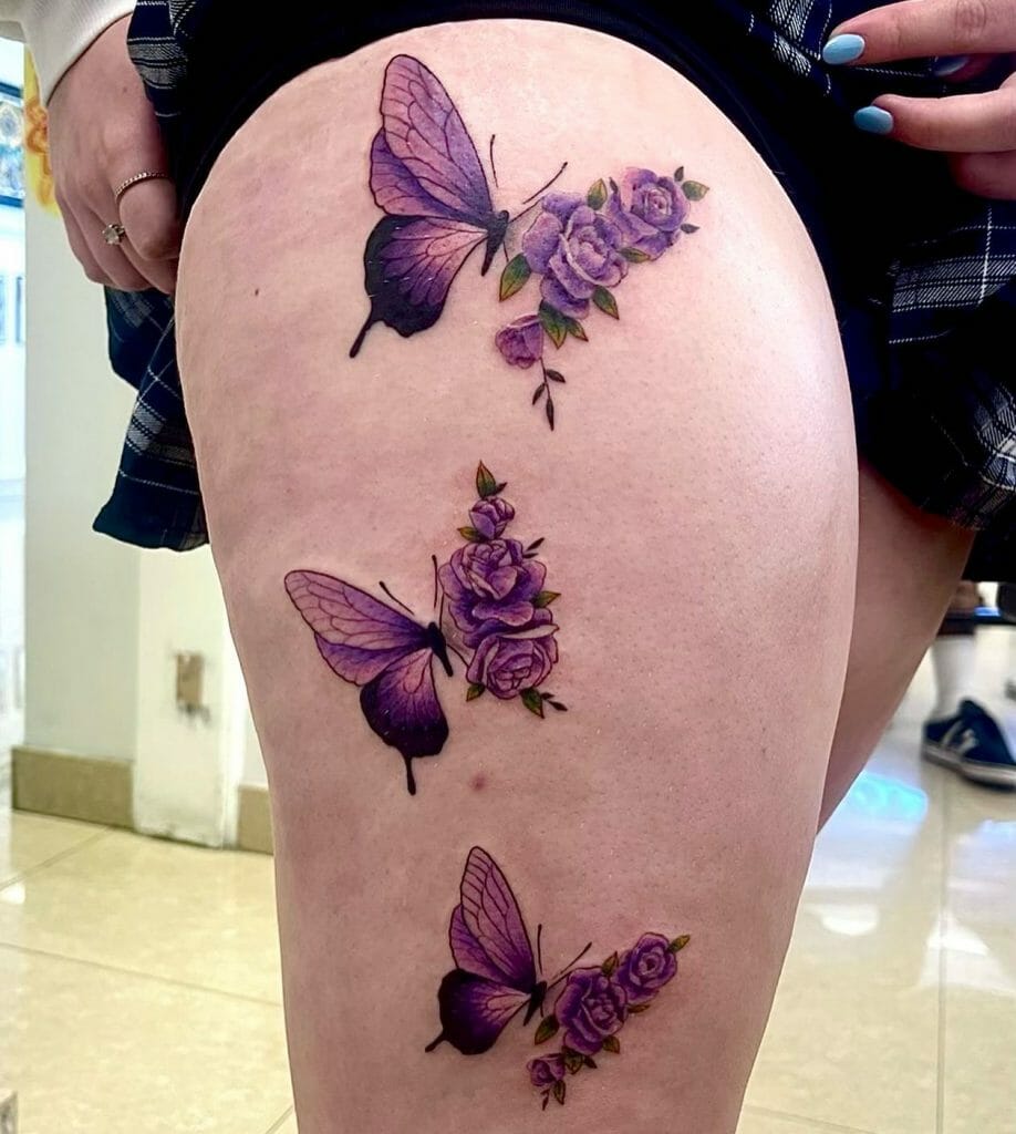 Stunning Floral Butterflies Tattoo