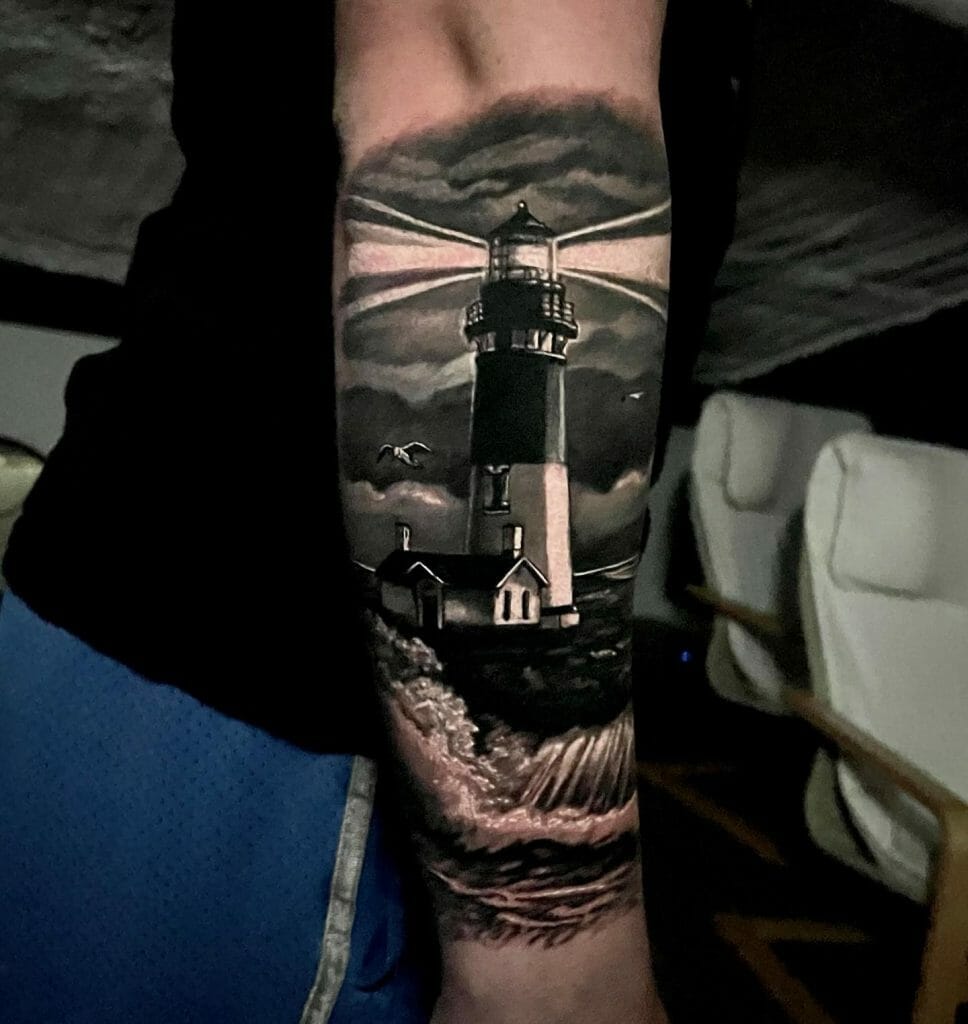 Stunning Ideas For Lighthouse Tattoos That Look Like A Painting