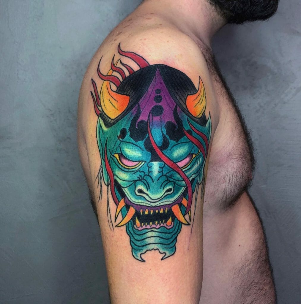 Stunning Oni Mask Tattoos