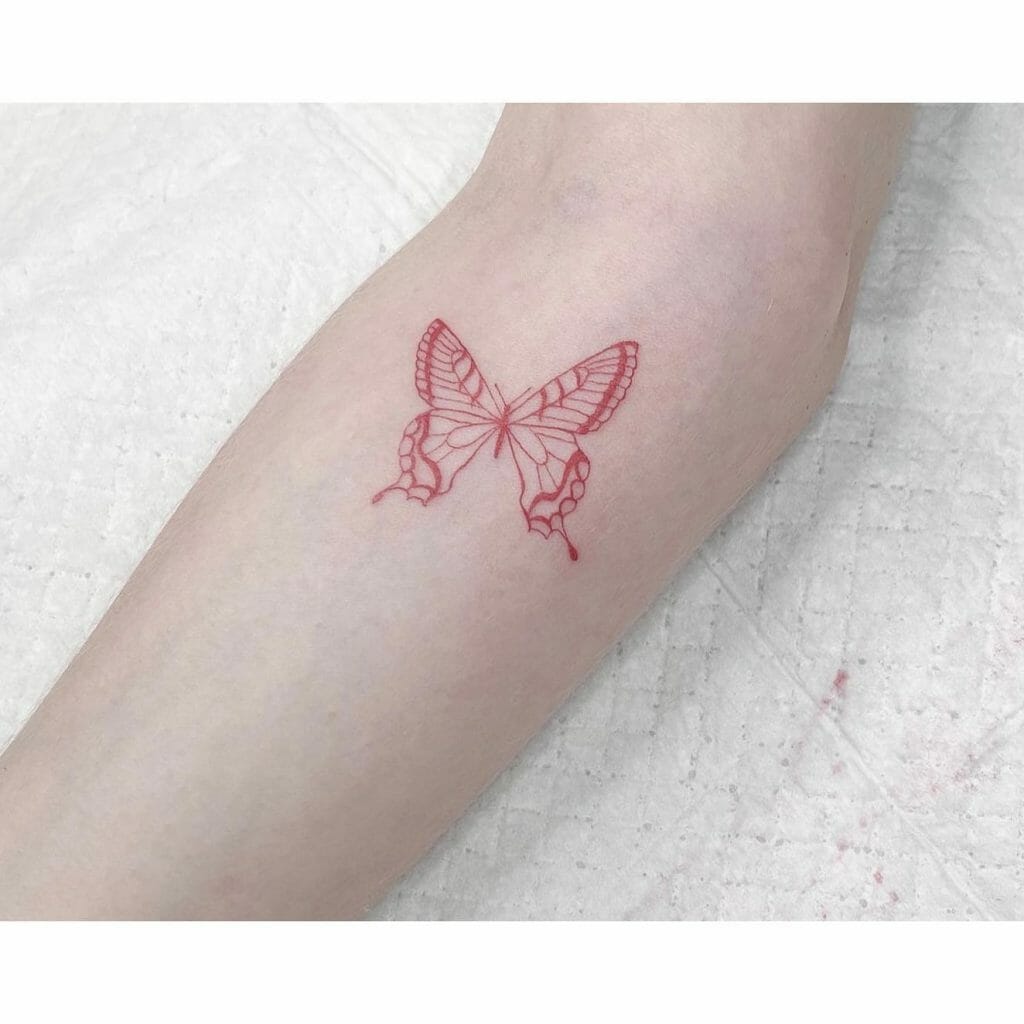 Super-Cute Red Butterfly Tattoo