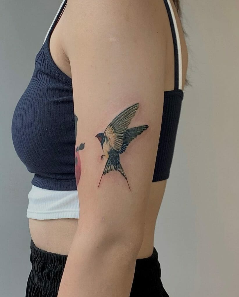 Swallow Hand Sleeve Tattoo