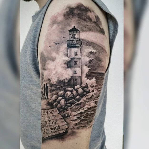 Tattoo Designs For A Lighthouse During A Storm