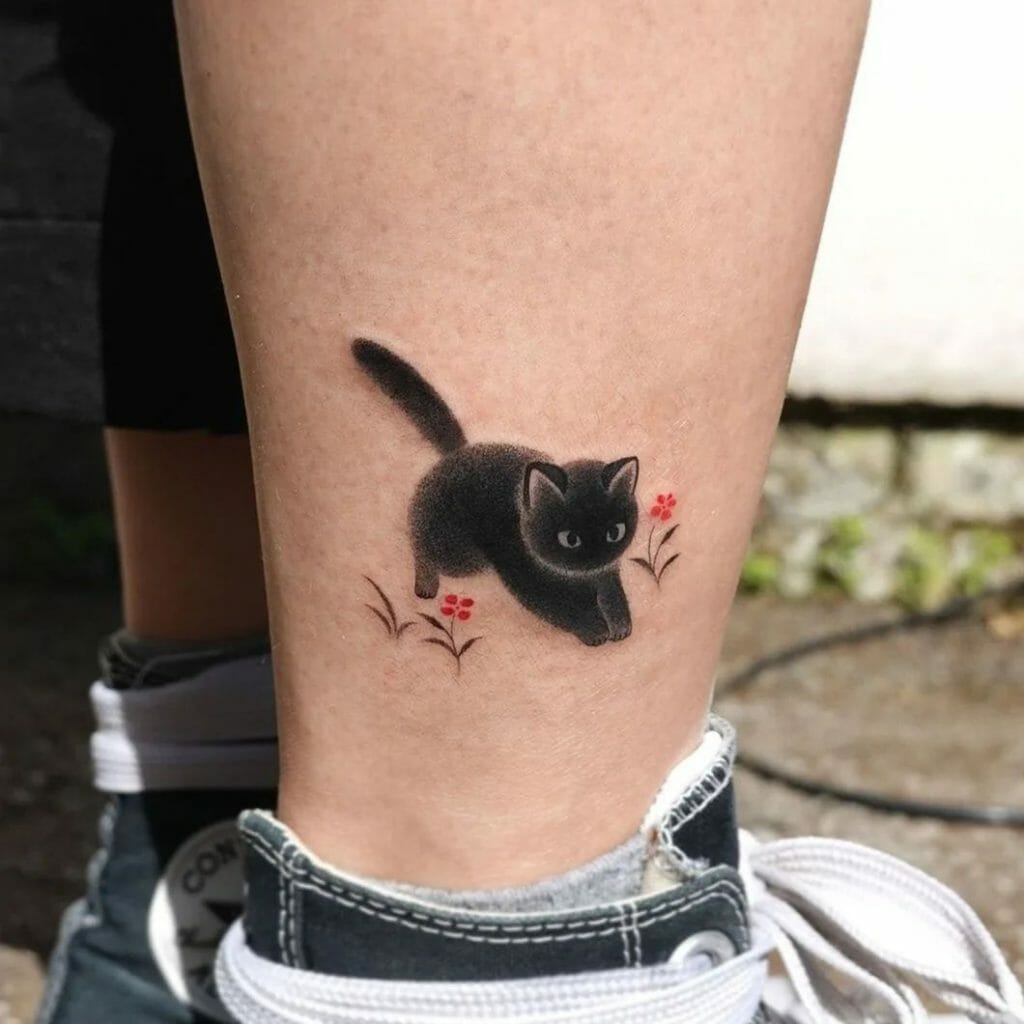 The Kitty On The Grass Cat Tattoos