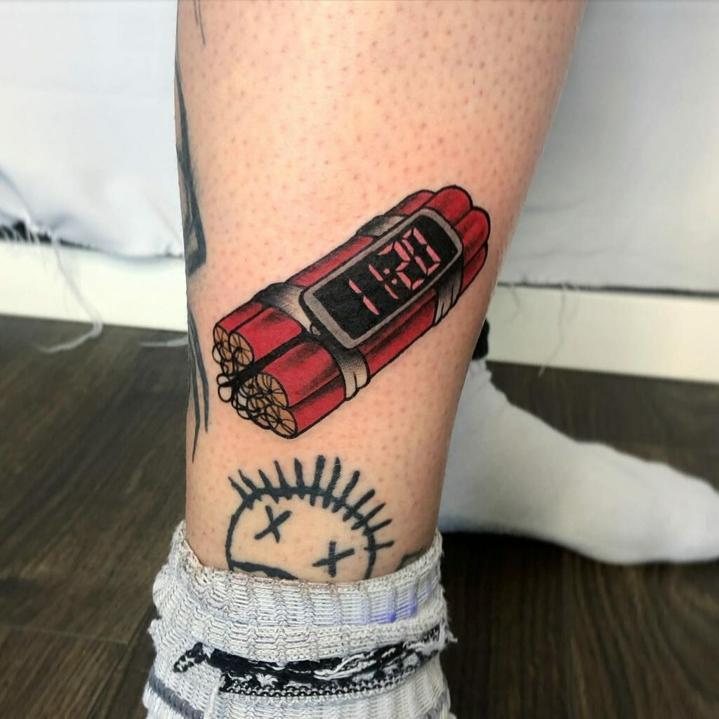 The Professional Time Bomb Leg Tattoo