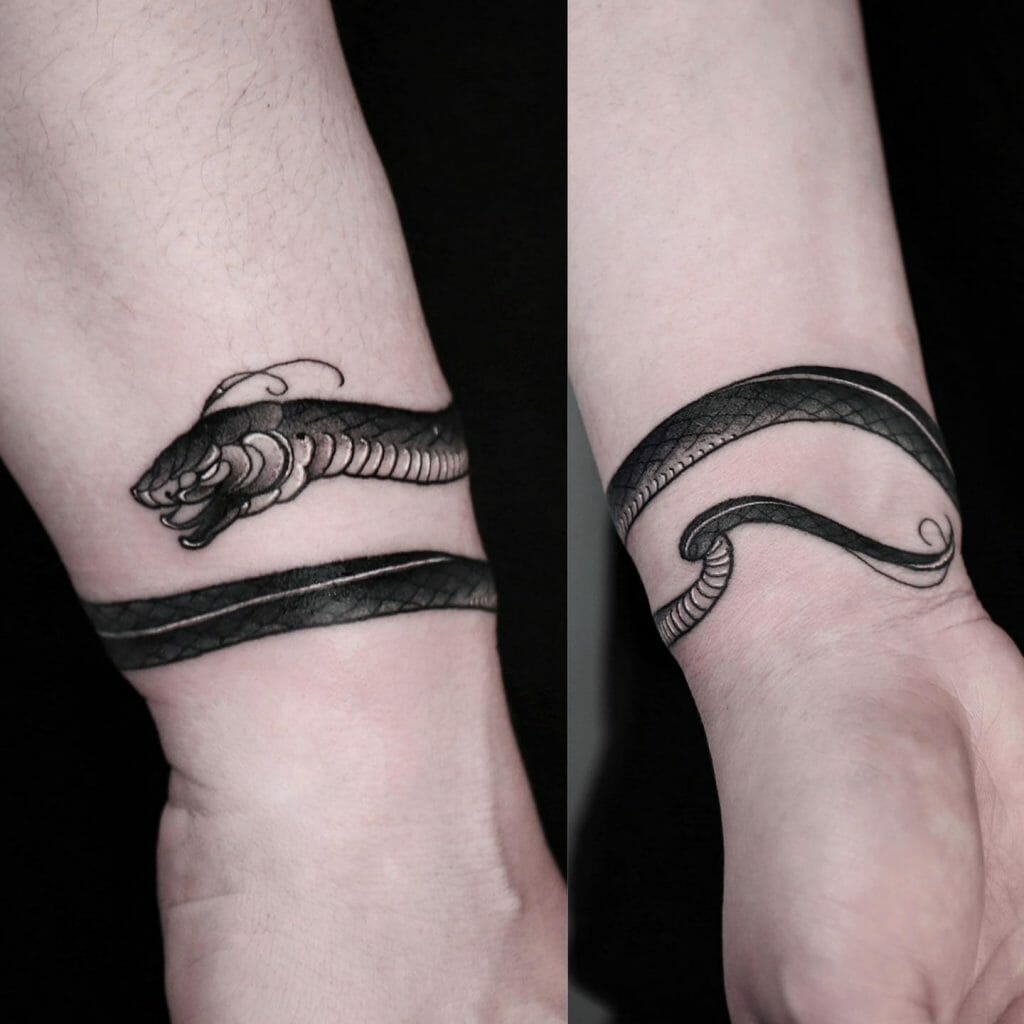 The Snake Wrap On Wrist Tattoo