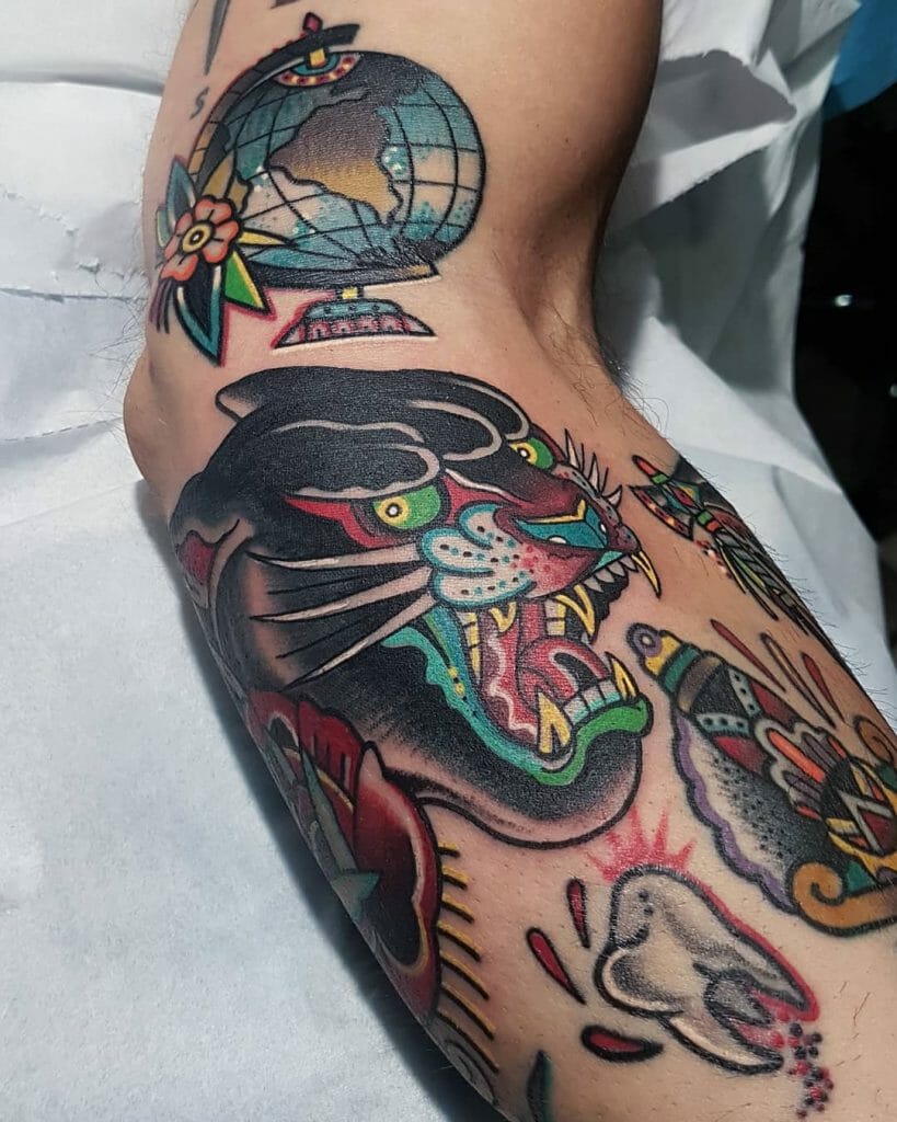 Tigers And Panthers Sleeve Tattoo