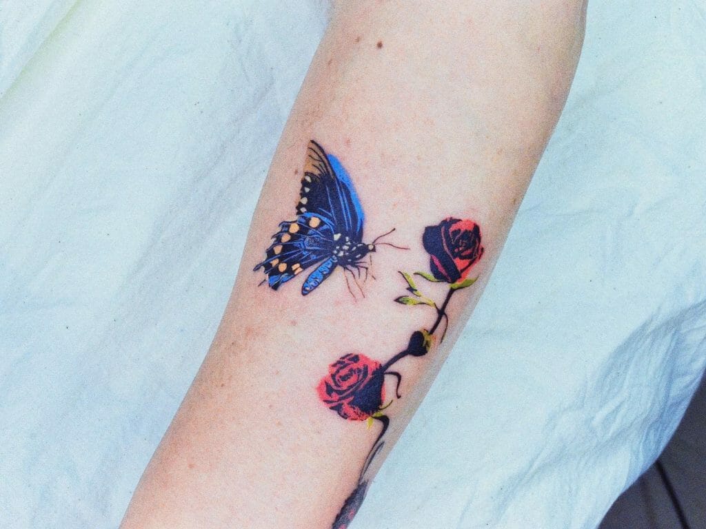 Tiny Blue Butterfly Tattoos