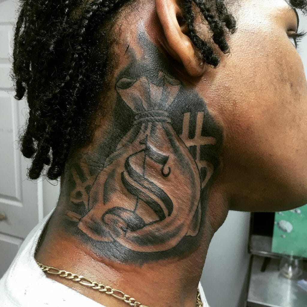 Traditional Bold Money Tattoos Designs For Neck
