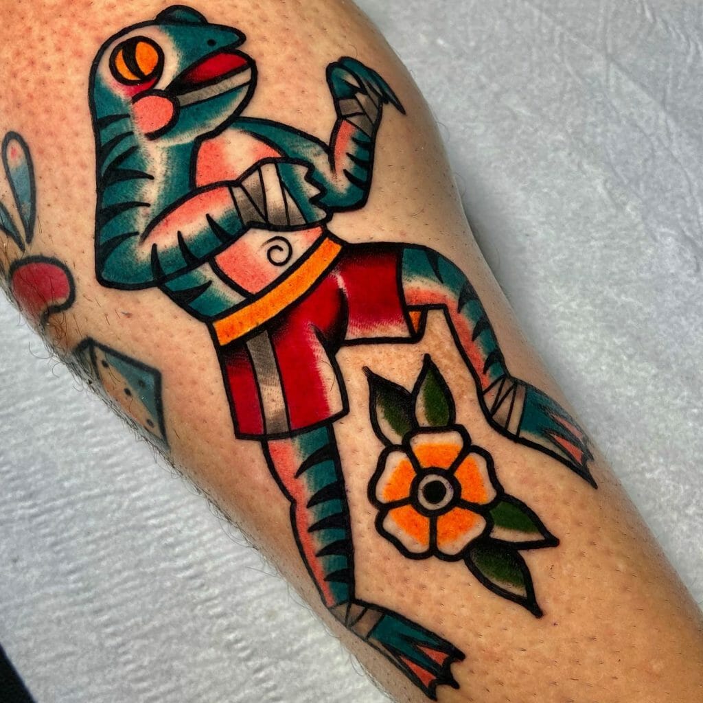 Traditional Green Frog Tattoos