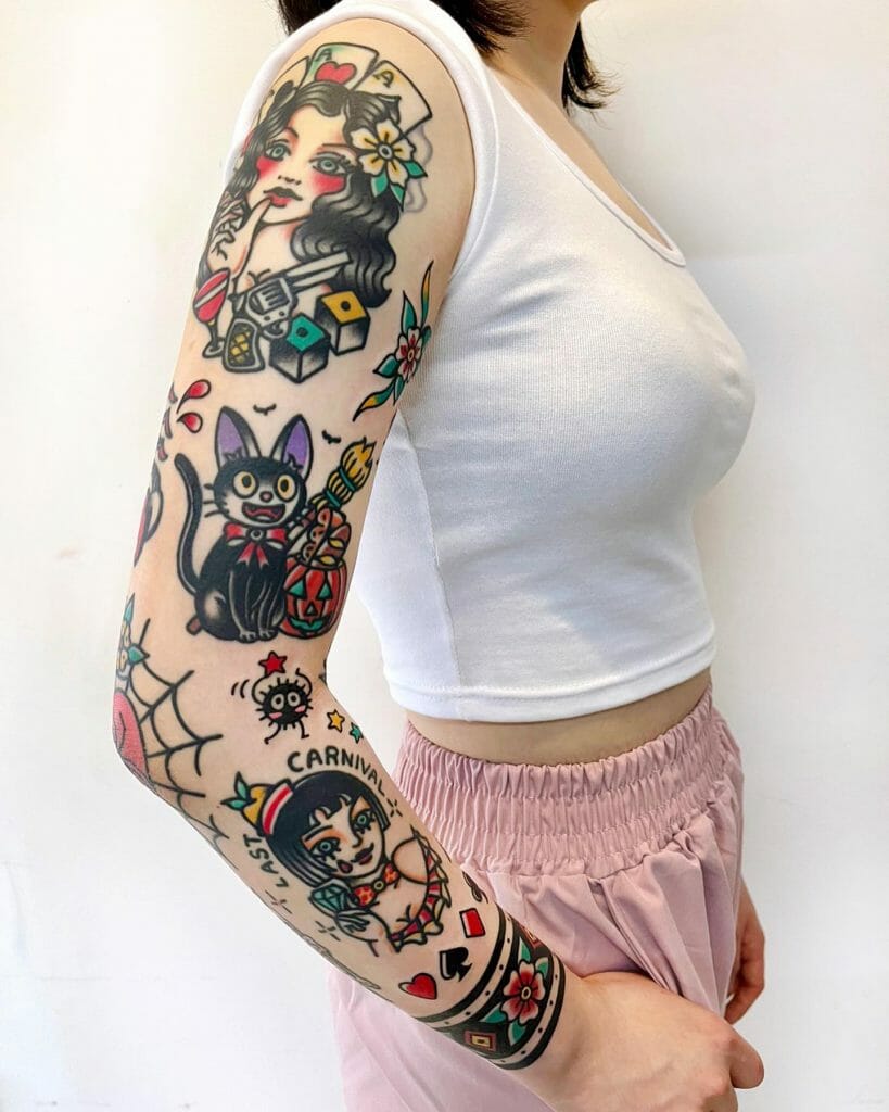 Traditional Spaced Out Tattoo Sleeve ideas
