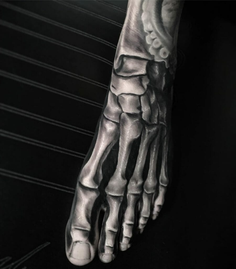 Unique Realistic Foot Skeleton Tattoo Designs