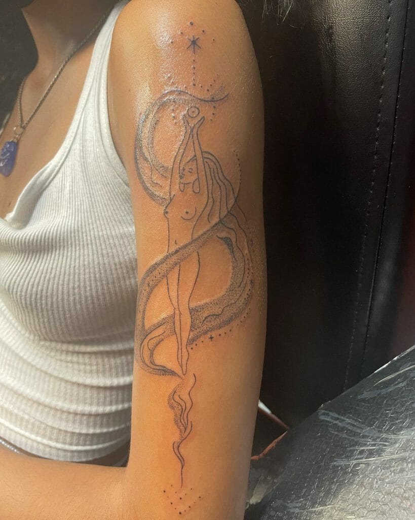 Upper Arm Women's Unique Half Sleeve Tattoo