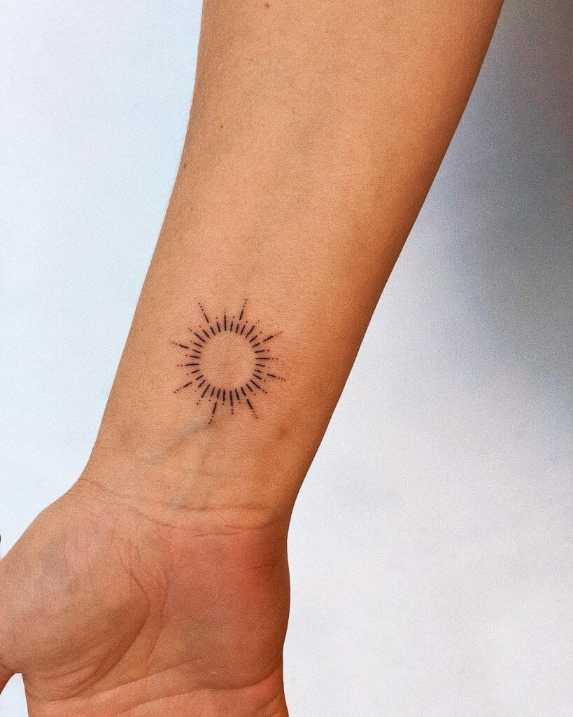 Very Cute Geometric Sun Tattoo Design