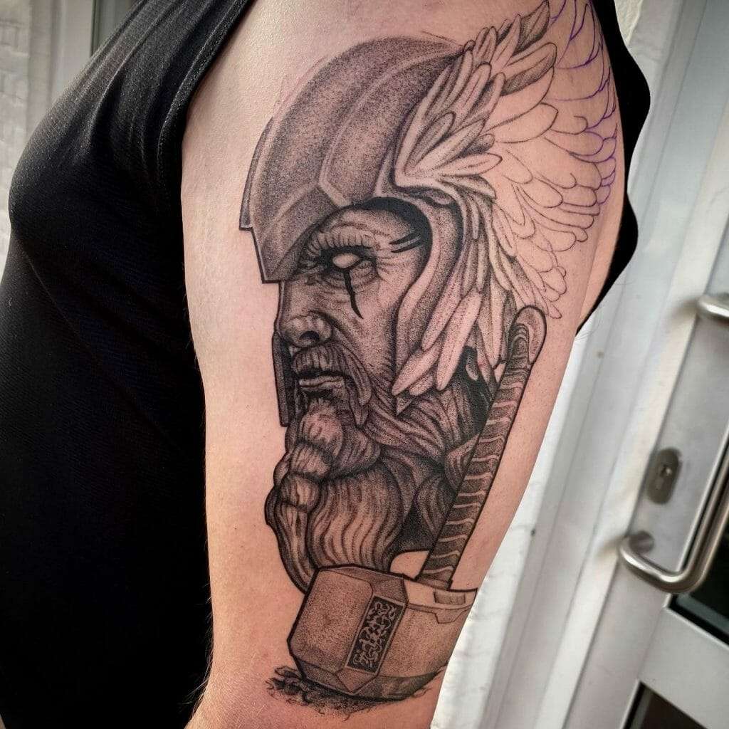 Viking God Tattoo in Black