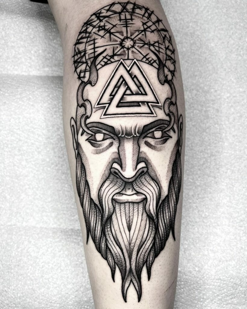 Viking Warrior Face Tattoo