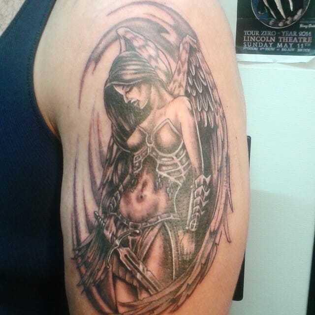 Warrior Angel With Sword Tattoo