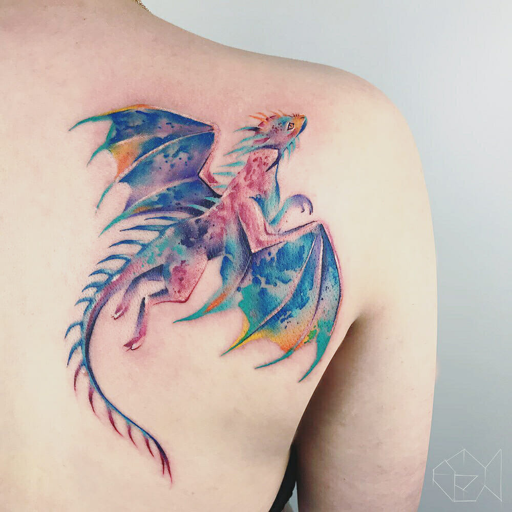 Watercolour Dragon Tattoo