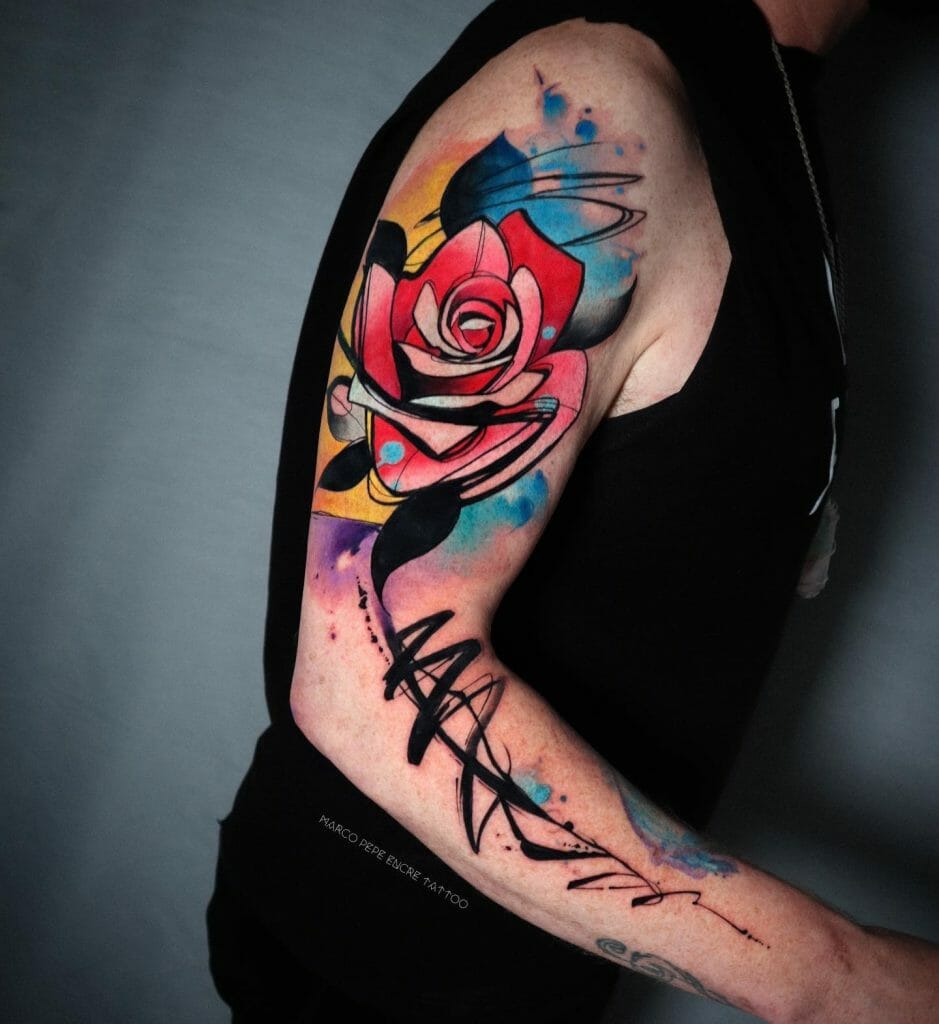 Watercolour Rose Tattoo