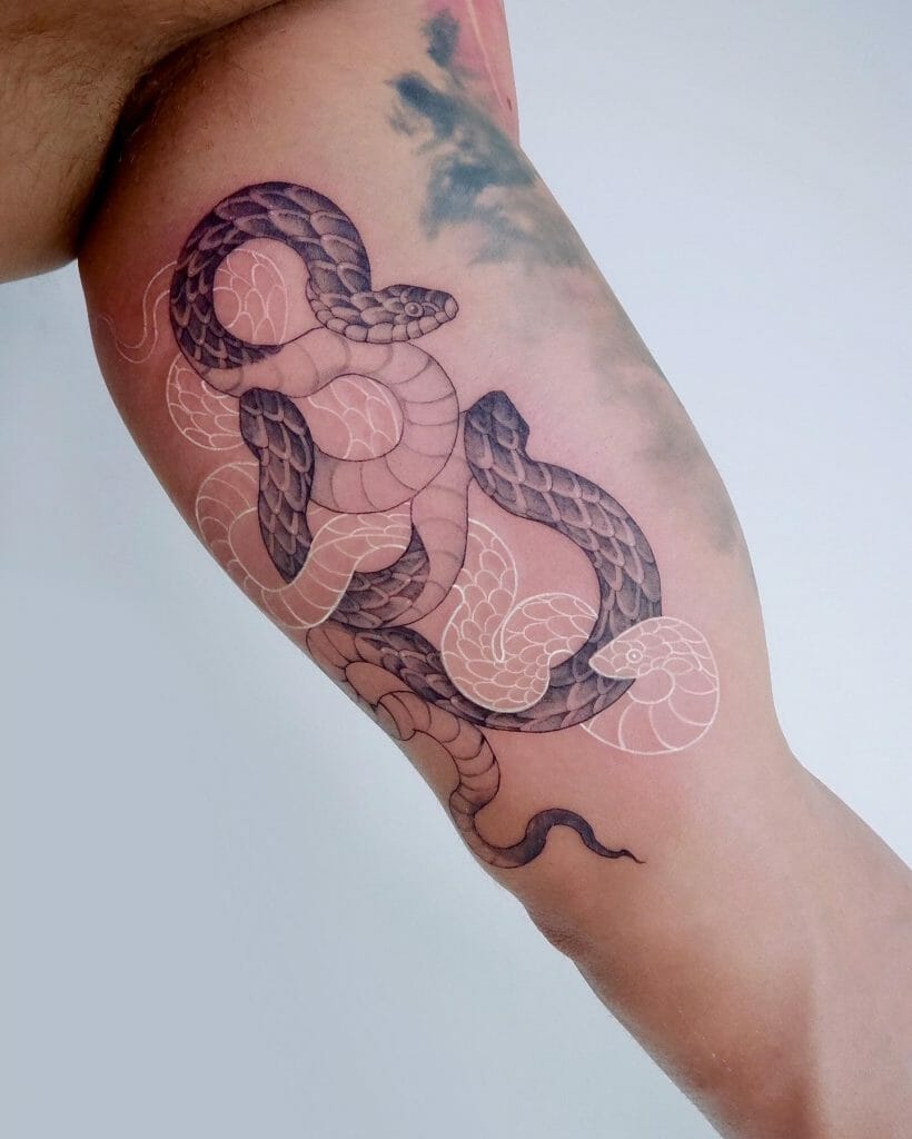 White And Black Snake Tattoo Idea