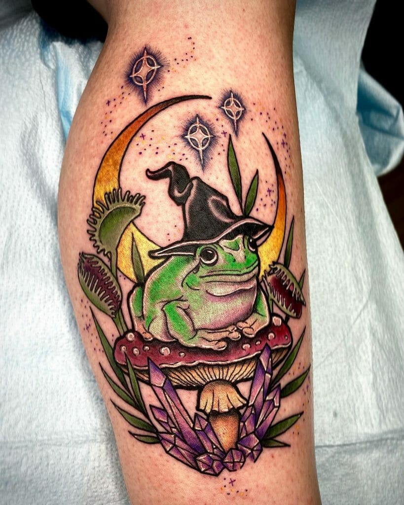 Witchy Tree Frog Tattoo Designs For Creative Tattoo Lovers