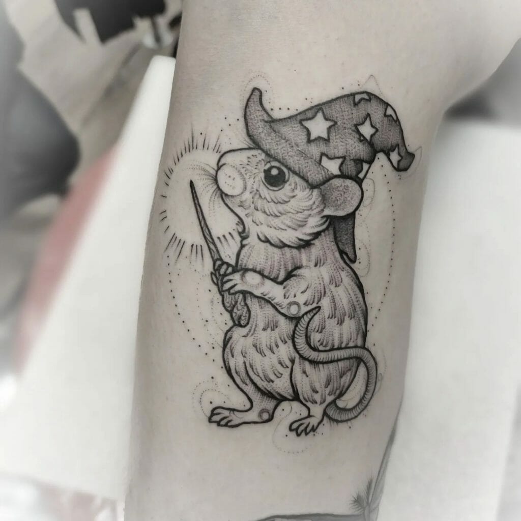 Wizard Mouse Small Shin Tattoo Ideas