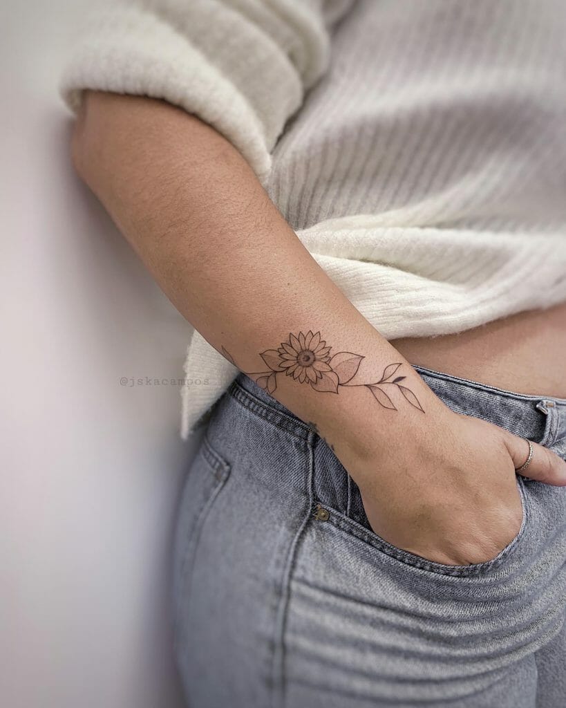 Wrist Mini Small Sunflower Tattoo Ideas