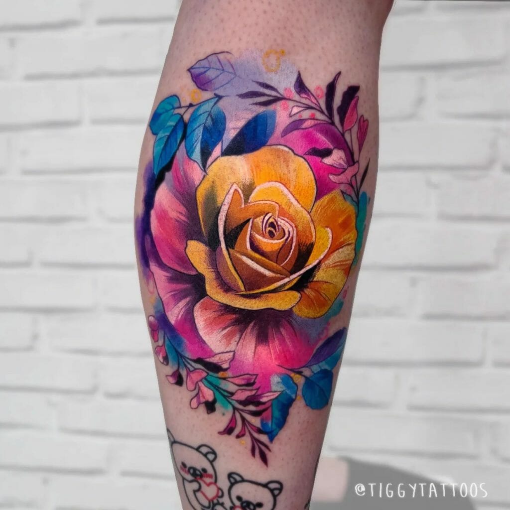 Yellow Rose Tattoos Ideas