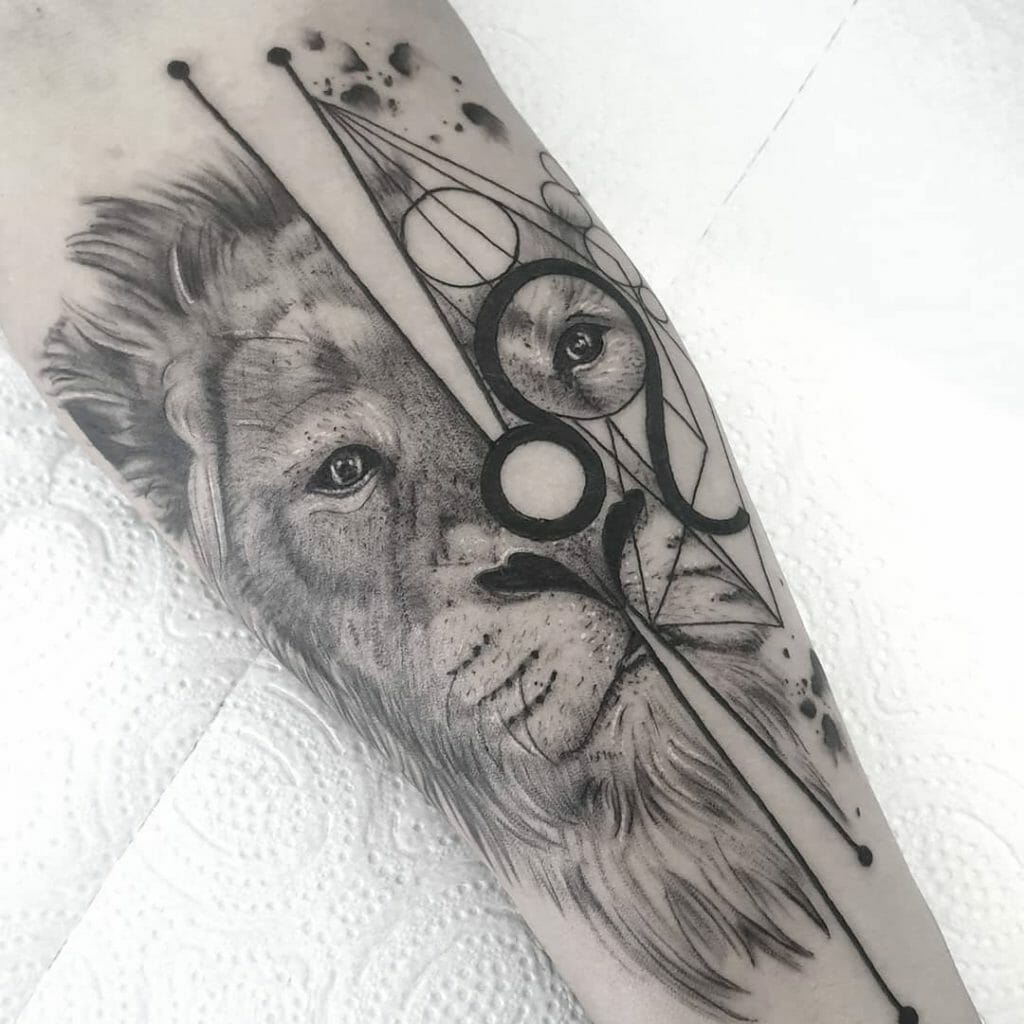 Zodiac Leo Symbol With Lion Tattoo