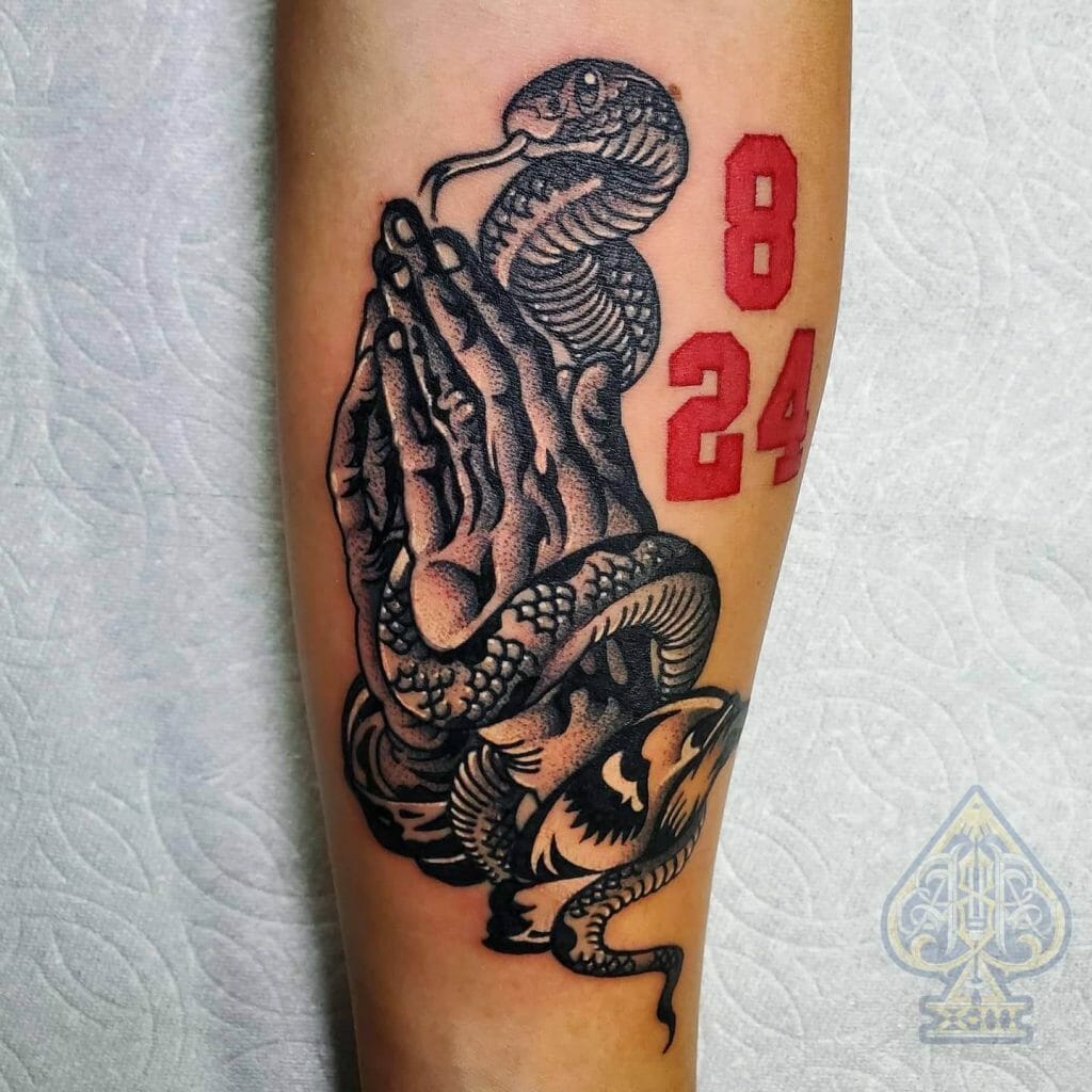 Praying Hands Snake Tattoo