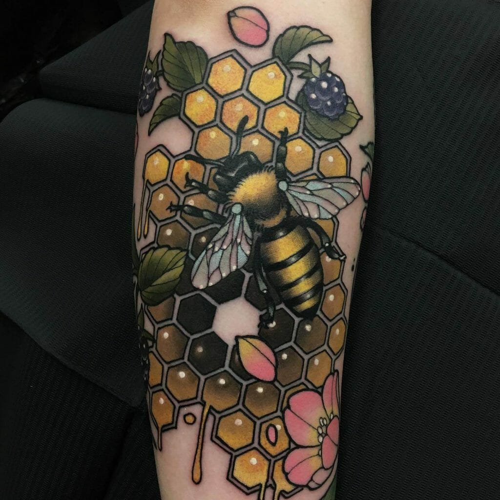 Bee And Honeycomb Tattoo