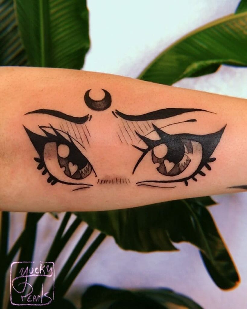 Minimalist Anime Eyes Tattoo