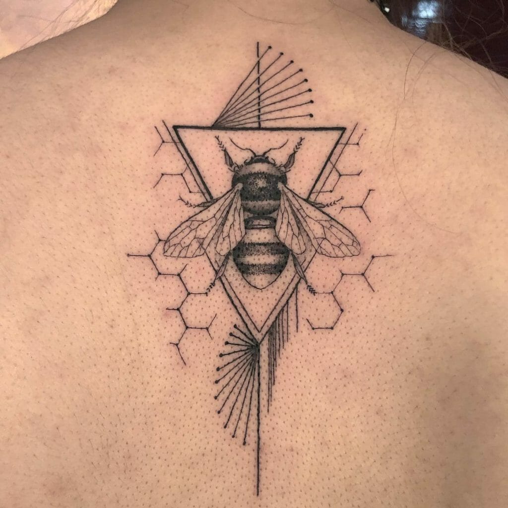 Bee Geometric Honeycomb Tattoo