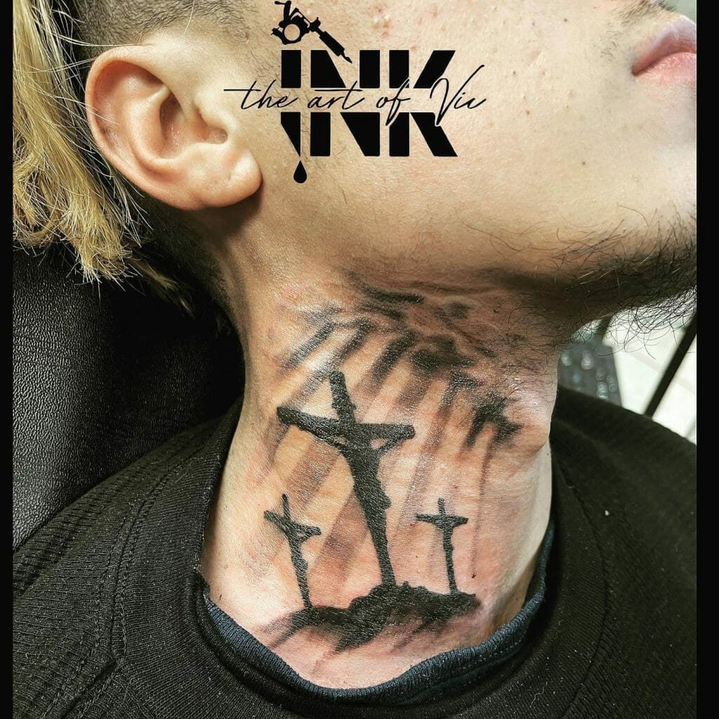 Cross Tattoo On Neck