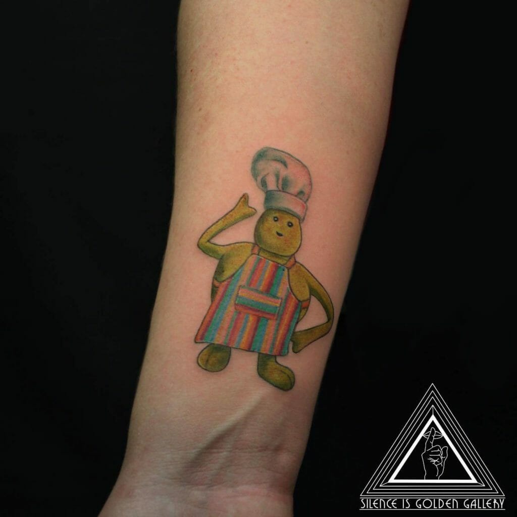  Colorful Small Chef Tattoo On Arm