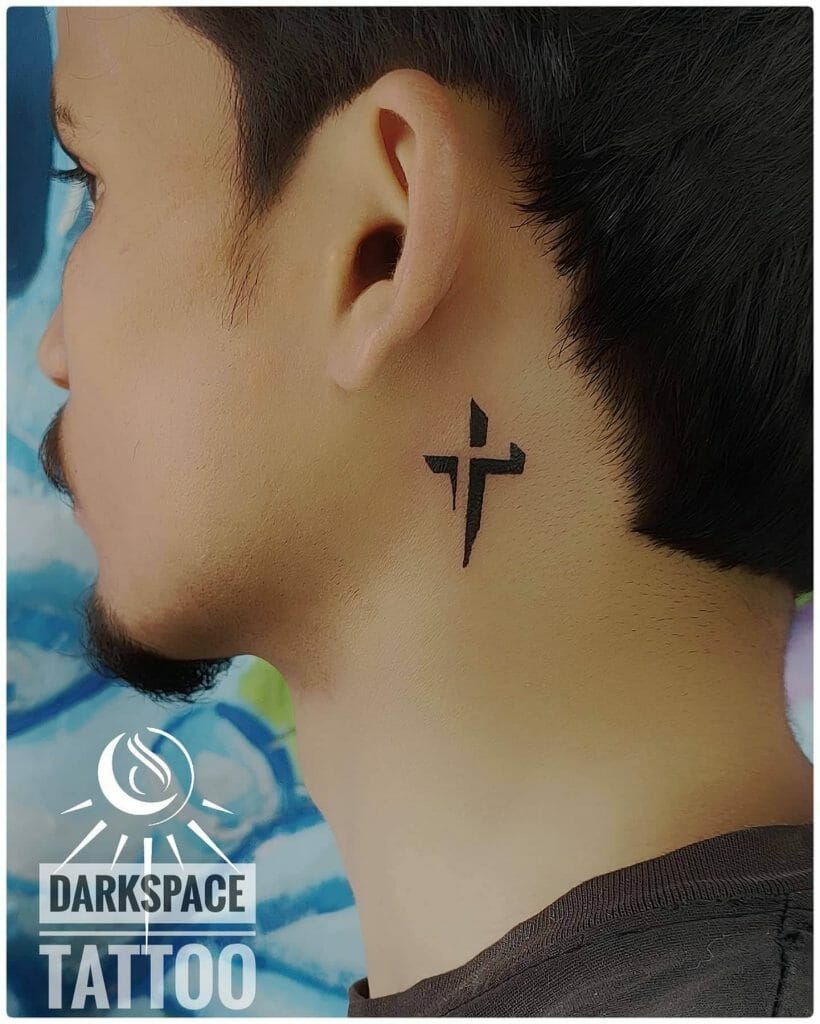 Christian Faith Cross Neck Tattoo Design