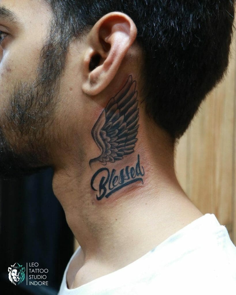 Angel Wing X Blessed Tattoo