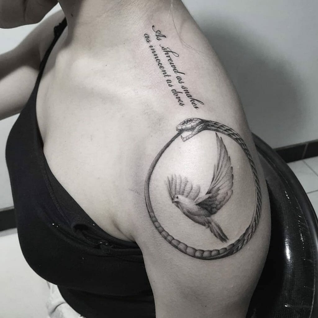 Biblical Quotes Blessed Dove Neck Tattoo