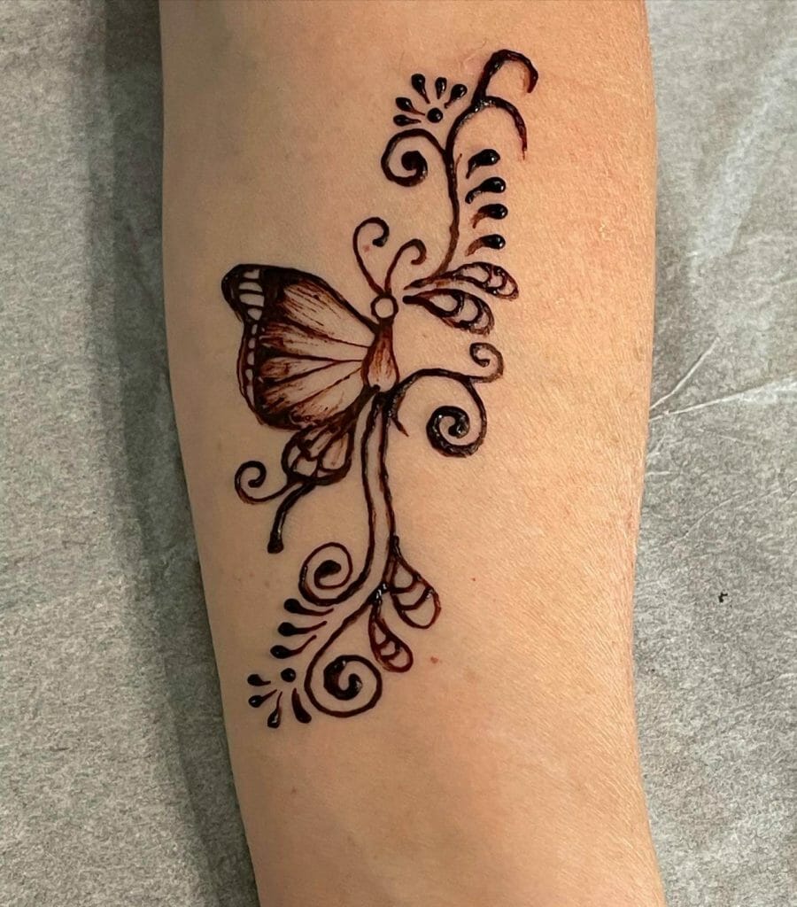 Cute Butterfly Henna Tattoo