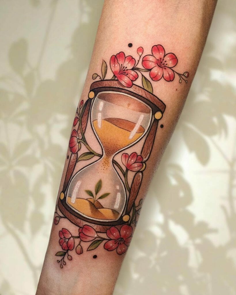 The Desert And Plant Hourglass Tattoo