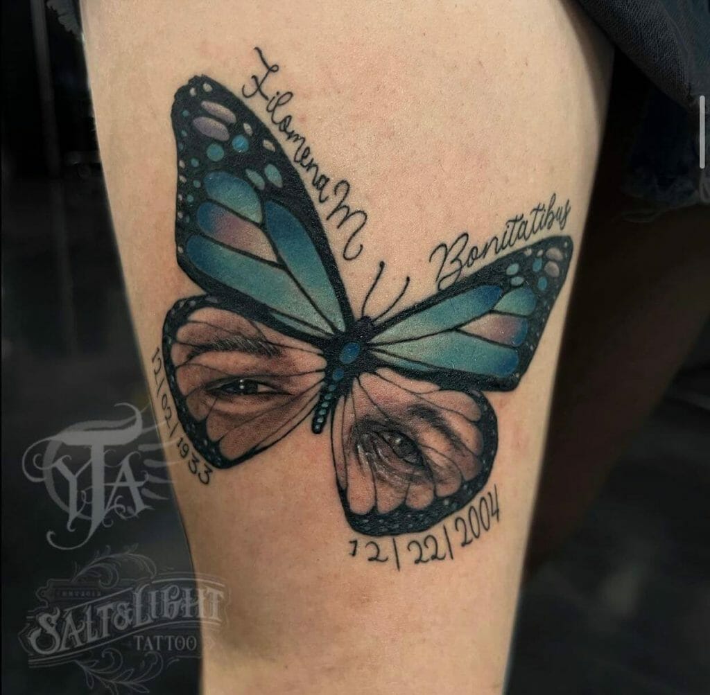 Butterfly Memorial Realistic Tattoo